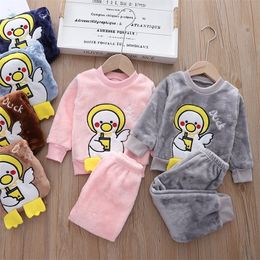 Kledingsets herfst winter peuter babyjongens meisjes kleding flanel huis outfirs set kinderen kostuums baby kinderen 1 5y 221007