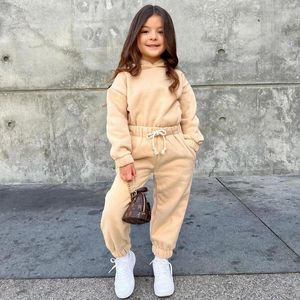 Ensembles de vêtements Autumnn Winter Kids Sports Suit Girls Sweatshirt Sweat-shirt à capuche Tops Sweat Pantal