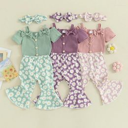 Ensembles de vêtements axyrxwr 0-18m Born Baby Girls Summer 2pcs Bowknot Bouton Bodys Bodys Bodys Pantal