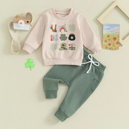 Ensembles de vêtements axyrxwr St Patrick's Day's Toddler Kids Baby Boys Vêtements à manches longues LETTRE DE CLOVER