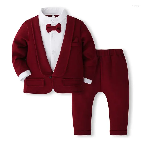 Ensembles de vêtements bébé automne petit costume ensemble 2024 printemps garçons à manches longues robe d'un an deux pièces enfants