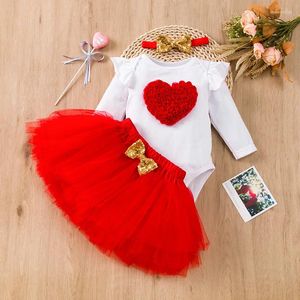 Vêtements ensembles bébé anniversaire tutu jupe rober coeur fleur de fleur de mère Love Love Sleeves Sweetheart Vêtements Mesh Half Set Robe