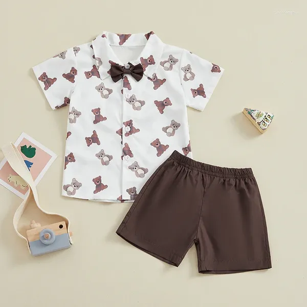 Ensembles de vêtements Baby Boy 2pcs Gentleman Tenues à manches courtes Shorts de chemise Bowtie à manches courtes