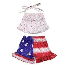 Ensembles de vêtements bébé garçon vêtements 4 juillet indépendance drapeau national enfants Gallus été à manches courtes ensemble de soie de lait