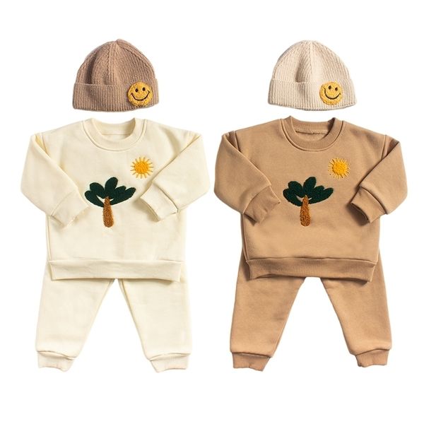 Conjuntos de ropa Ropa de bebé niño Niños Fleece Top Invierno Grueso Cálido Crecer Niñas Niño Sudadera Jogger Pantalones 2pcsSet Outifs 220915