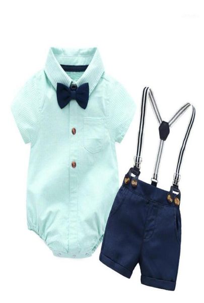 Ensembles de vêtements Baby Boy Vêtements Romper Bow Navy Shorts Bretelles Ceinture Infant Short Outfit12457904