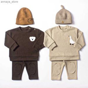 Ensemble de vêtements pour bébé garçon ensemble 2pcs bio coton patch patte oie swetshirts tops + pantalon enfants