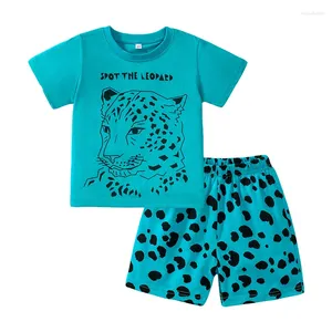 Ensembles de vêtements Baby Boy Clothes Set Summer Cheetah imprimé Tshirts and Shorts tenue Chidren Girl à manches courtes Bottom 2 pièces Bottom