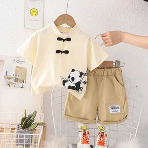Kledingsets Baby Boy kledingset Baby Summer Casual Panda Print T-Shirt+Shorts Set Childrens Cartoon Clothing Set WX