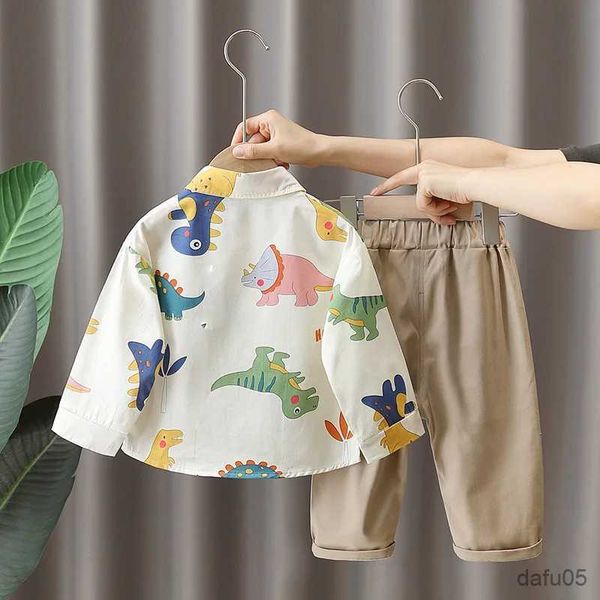 Ensembles de vêtements Baby Boy Automne Vêtements Carton de dessin animé Dinosaure Shirt à manches longues et patchwork pantalon Set Kid baissement