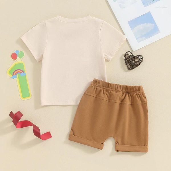 Ensembles de vêtements bébé garçon premier anniversaire tenue le grand t-shirt à manches courtes hauts shorts ensemble été vêtements d'un an