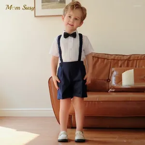 Ensembles de vêtements Baby Boy Clothes Forme Set Shirt Suspender Shorts Bow Tie 3PC