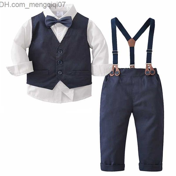 Conjuntos de Roupas Conjunto Formal de Bebê Menino Blusa Manga Longa Laço Pingente Regata Conjunto Masculino Aniversário Infantil Roupas para Festa de Casamento Z230717