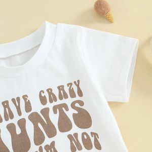 Ensembles de vêtements bébé garçon fille tante tenue été 2 pièces neveu correspondant tenues lettre imprimer t-shirt à manches courtes short uni