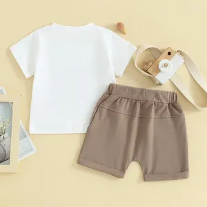 Ensembles de vêtements bébé garçon fille tante tenue été 2 pièces neveu correspondant tenues lettre imprimer t-shirt à manches courtes short uni