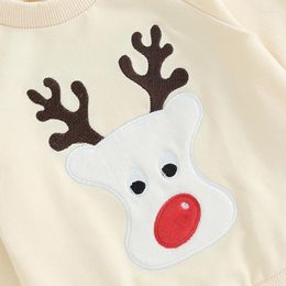 Ensembles de vêtements pour bébé fille de Noël tenue renne Santa Claus à manches longues pantalon top pantal