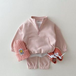 Kledingsets Baby Boy Girl Deset Infant Kids Cotton Tops Jacket Broek Pak Teuter jongens Sweatshirt broek Kleding 2pcset Tracksuit 230201