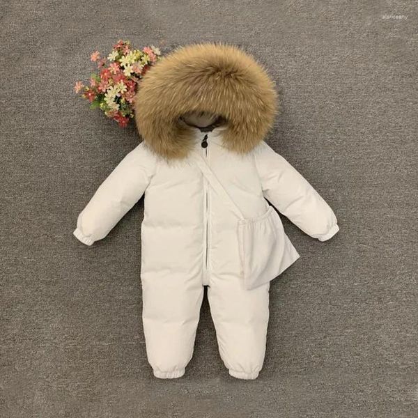 Ensembles de vêtements Bébé Garçon Fille Barboteuses Down Fulff Combinaison Veste Fourrure À Capuchon Enfants Enfant En Bas Âge Vêtements D'extérieur Enfants Snowsuit Salopette D'hiver