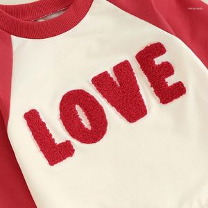 Conjuntos de ropa Baby Boy Girl Valentines Day Outfits Lettre estampado de pantalones de sudadera con ropa para niños pequeños