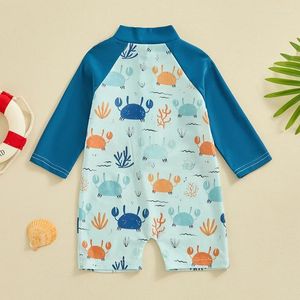 Ensembles de vêtements Baby Boy à manches longues maillot de bain rond Crab Crab Coral Imprimé zip up up Guard Maillots de bain Sun Protection du soleil