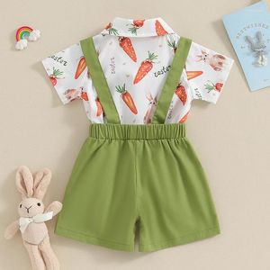 Kledingsets Baby Boy My 1st Easter Day Outfit Bow Print Romper Infant Clover Pant Gentleman Outfits