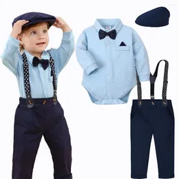 Ensembles de vêtements pour bébé garçon set en tout-petit costume 1er anniversaire de fête des vêtements pour nourrissons de Pâques nés Bodys formels avec chapeau avec chapeau