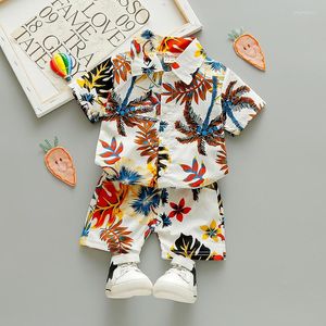 Kledingsets babyjongen shirt kleren set strand vakantie outfit peuter kinderen bedrukte kokosnootboom korte mouw shorts 1 2 3 4 5 jaar