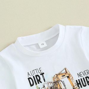 Ensembles de vêtements Baby Boy Vêtements d'été Excavator Patché des lettres à manches courtes