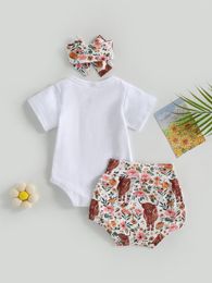 Kledingsets Baby Boy T -shirt en shorts Set met cartoon print matching cap - 3 -delige outfit voor de zomer