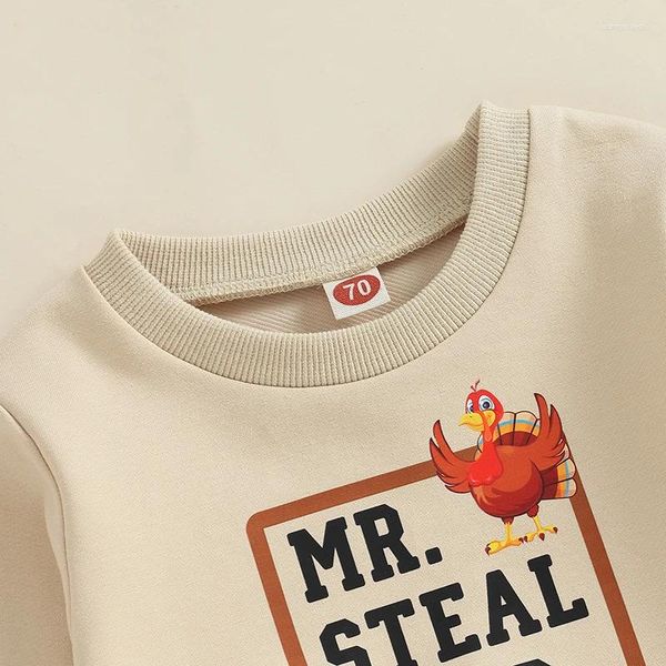 Conjuntos de ropa Baby Boy Traje de Acción de Gracias Mr Steal Your Turkey Sudadera Pantalones Nacidos Ropa para niños pequeños