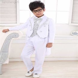Kledingsets Baby Boy Tuxedo Boys Suits Formal Dress 4pcs/Set Child Suit Children Blazers Boys Clothing Blazers White Black 1-10 jaar W0222
