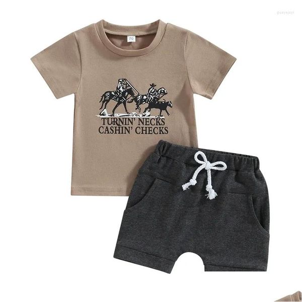 Ensembles de vêtements bébé garçon occidental vêtements mignons agripulaires à manches courtes t-shirts à manches courtes sets pour tout-petits tenues d'été