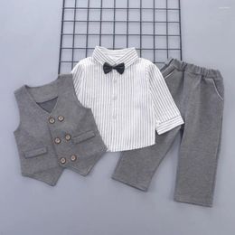 Conjuntos de ropa para bebés, conjunto de 1 año de cumpleaños, traje de boda para niños, chaleco, camisa, pantalones, vestido de fiesta de actuación para niños