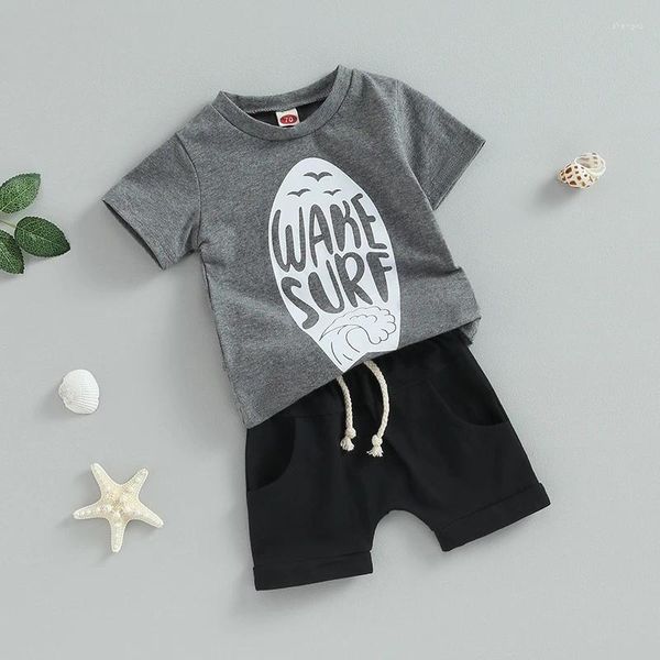 Ensembles de vêtements pour bébés garçons 2 pièces tenues de surf t-shirt à manches courtes et shorts élastiques vêtements d'été