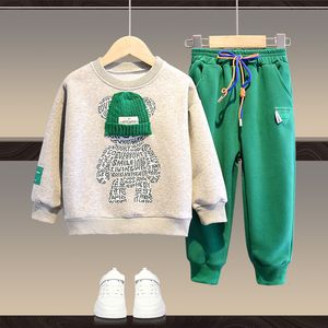 Clothing Sets Baby Boys And Girls Clothing Set Spring Autumn Children Hooded Outerwear Tops Pants 2PCS Outfits Kids Teenage Costume Suit 230323