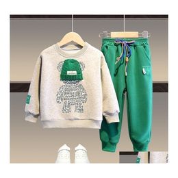 Kledingsets Babyjongens en meisjes set lente herfst kinderen capuchoned bovenkleding tops 2pcs outfits kinderen tiener kostuumpak drop deliv dhlq7