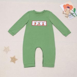 Vêtements Ensembles Baby Boys Vêtements Round Collier Long Man Man Garnière Automne Romper Christmas Elk broderie Enfants One Piece Children