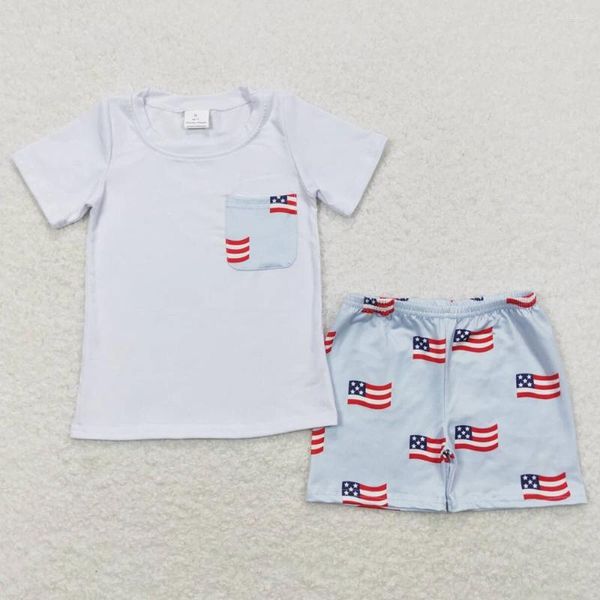 Conjuntos de ropa Baby Boys Clothing Star Flagal National Flag 4 de julio Cortos cortos de manga corta Niños de verano
