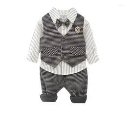 Ensembles de vêtements Bébé Garçons Vêtements Costume Printemps Automne Enfants Semi-Formel Plaid Gilet Chemise Pantalon 3 Pièces Enfant Gentleman Enfants Costumes