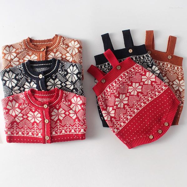 Ensembles de vêtements bébé garçons filles automne hiver manteau combinaison ensemble infantile tricot mode flocon de neige enfant en bas âge vêtements
