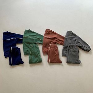 Kledingsets babyjongens meisjes meisjes met lange mouwen t-shirt broek kinderveer kinderen jongen meisje casual trainingspak wasplicht