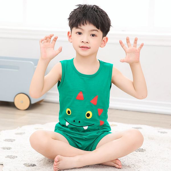 Ensembles de vêtements Pyjamas pour bébés garçons de 1 à 9 ans Vêtements de nuit en coton pour enfants Dinosuar Animal Pijamas Costumes de nuit sans manches 230627