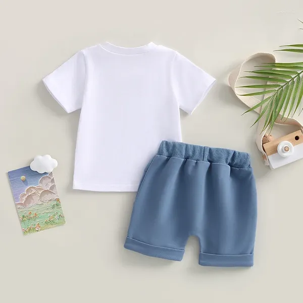 Sets de ropa Baby Boys Shorts Juego de letras de manga corta Camiseta estampada con cintura elástica Traje de verano