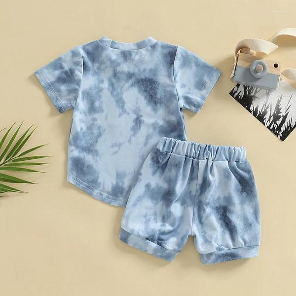 Juegos de ropa Baby Boys Shorts Juego de corbata Tie-Dye Camiseta de la tripulación de manga corta Camiseta con cintura elástica Traje de verano