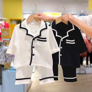 Ensembles de vêtements bébé garçons vêtements de nuit infantile enfant en bas âge garçon fille pyjama de couleur unie ensemble vêtements de nuit en coton vêtements décontractés tenue de maison