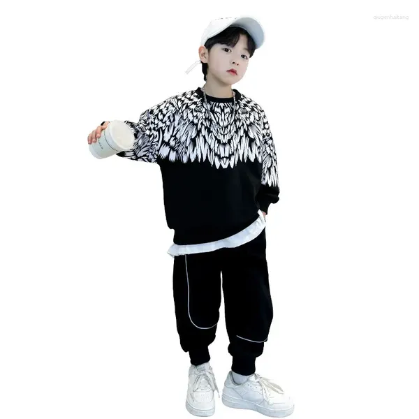 Ensembles de vêtements Baby Boys Suit Wings Imprimer Pantalon Top 2PCS / SETS 2024 PRINTEMP MIXE MIXE COTTON SPORT KIDS Streetwear Toddler Children Vêtements