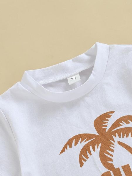 Conjuntos de ropa Conjuntos de verano para bebés varones Camiseta de manga corta con estampado de cocoteros y conjunto de pantalones cortos elásticos para el sol (blanco 18-24 meses)