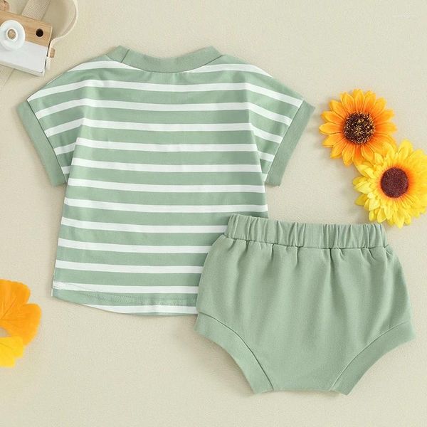 Ensembles de vêtements pour bébés garçons, tenues d'été, t-shirts à manches courtes à rayures, hauts et Shorts à taille élastique, ensemble de vêtements 2 pièces