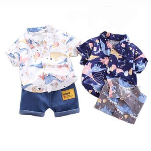 Kledingsets Baby Casual Clothing Set Cartoon Dinosaur -shirt Shorts Suits Suits Boy Short Sleeve kleding Outfits Kinderen Travel Wear 230505