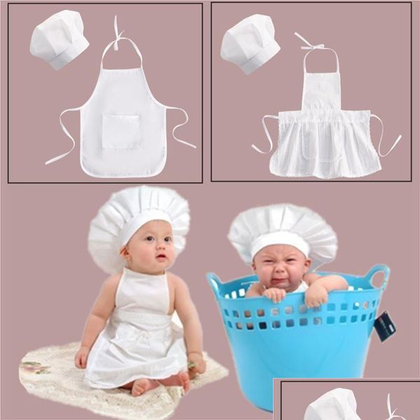Ensembles de vêtements Baby Chef Hat Set Pographic Junior Tablier Enfants Cuisine Outils Filles Garçons Cuisine Accessoires Drop Livraison Enfants Mater Dhfan